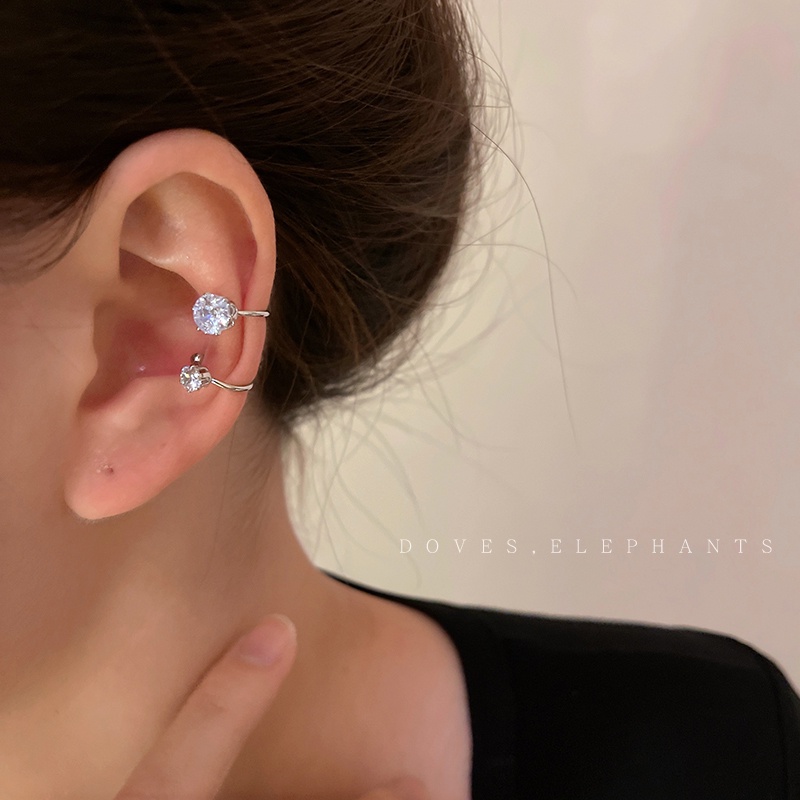 Anting Klip Telinga Bentuk C Bahan ZIRcon Untuk Wanita