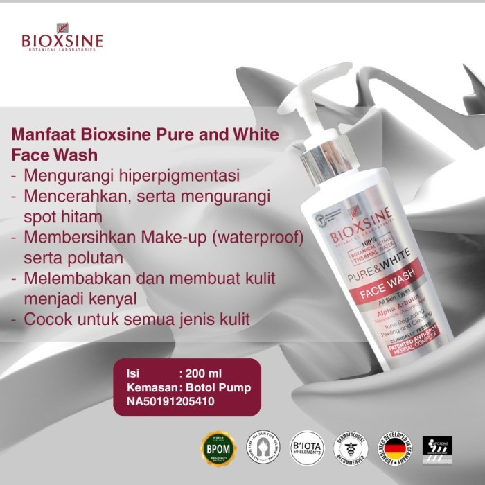 Bioxsine Pure &amp; White Face Wash 200ml BPOM