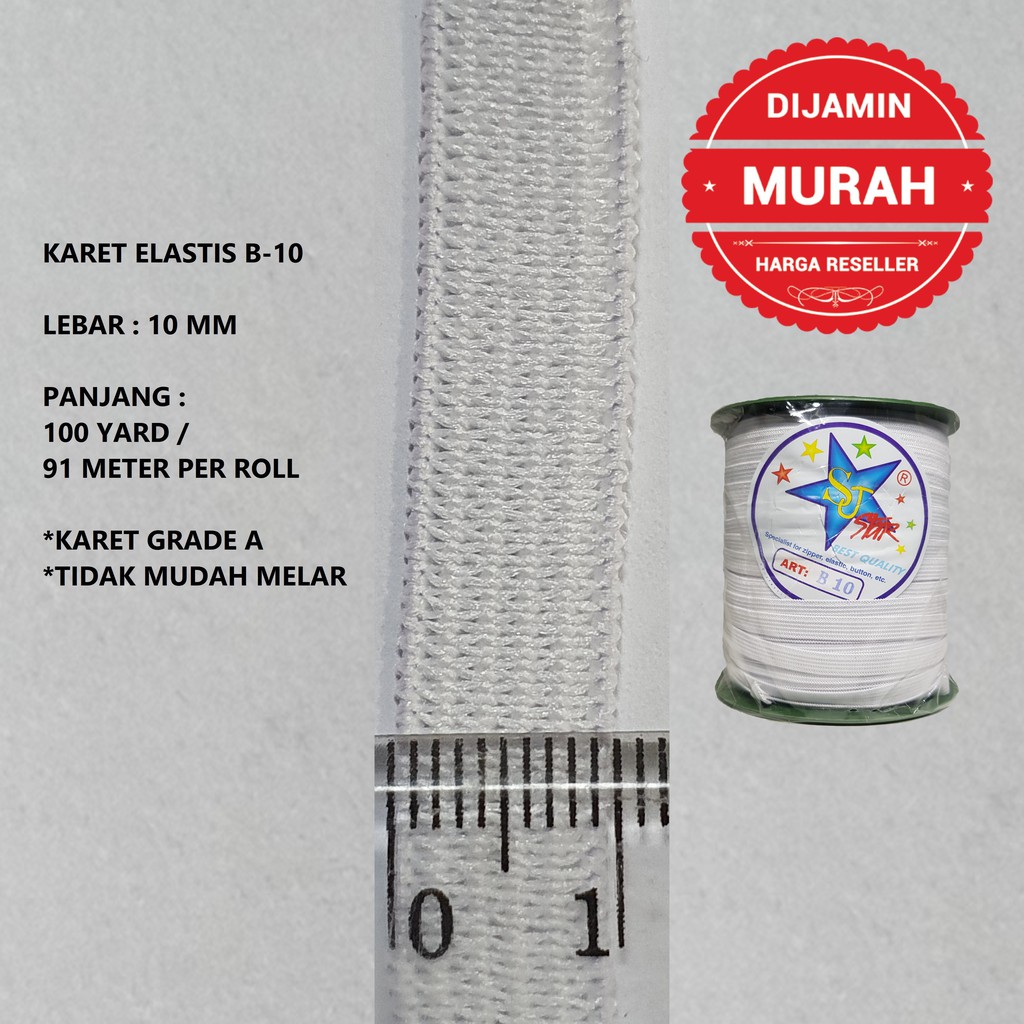 Karet Elastis 10mm/1cm/P6 (B-10) @91 meter Karet Kolor Karet Pinggang