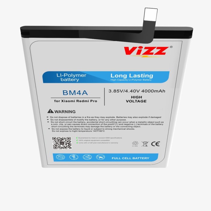 Baterai Batre Vizz Xiaomi Redmi Pro BM4A Original Vizz