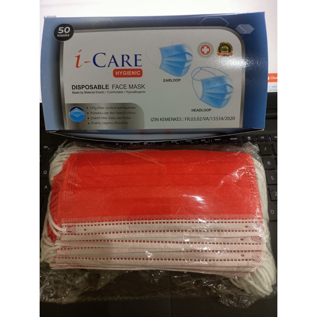 masker 3ply isi 50pc icare