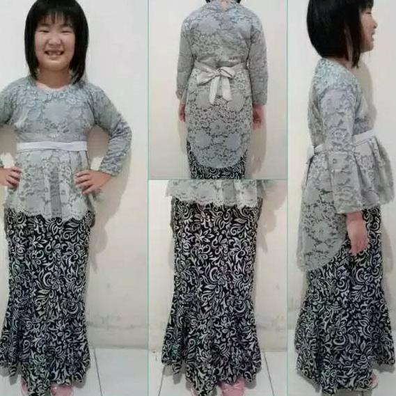 [SKU : 7IFK0] SETELAN KEBAYA ANAK AURORA / kebaya brokat anak / baju anak2 / maroon / navy / abu / g