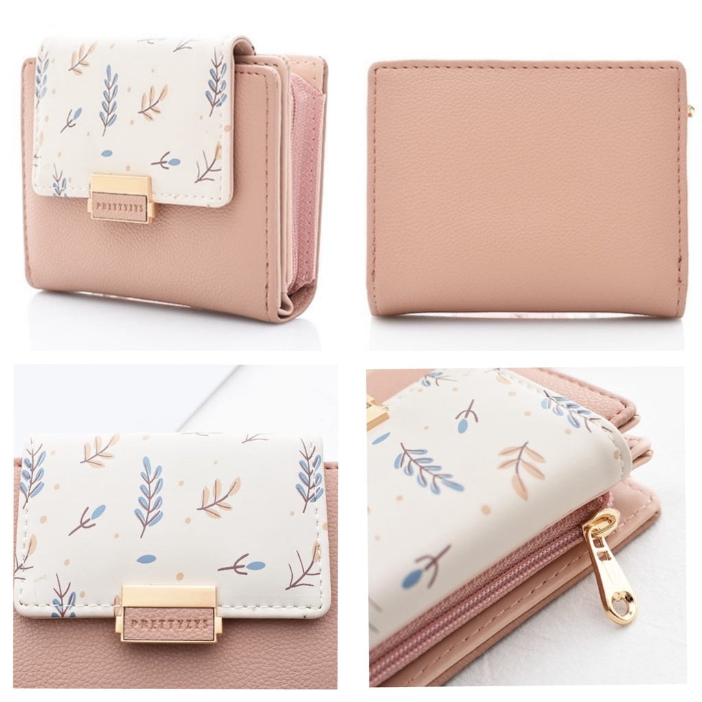 DOMPET LIPAT WANITA KULIT IMPORT PRETTYZYS ORI PINK KECIL PONAMI WA513P3 KOREA LUCU PREMIUM SLOT KARTU UANG RESLETING KOIN FASHION CEWEK MURAH SIMPLE REMAJA KEKINIAN BRANDED BATAM