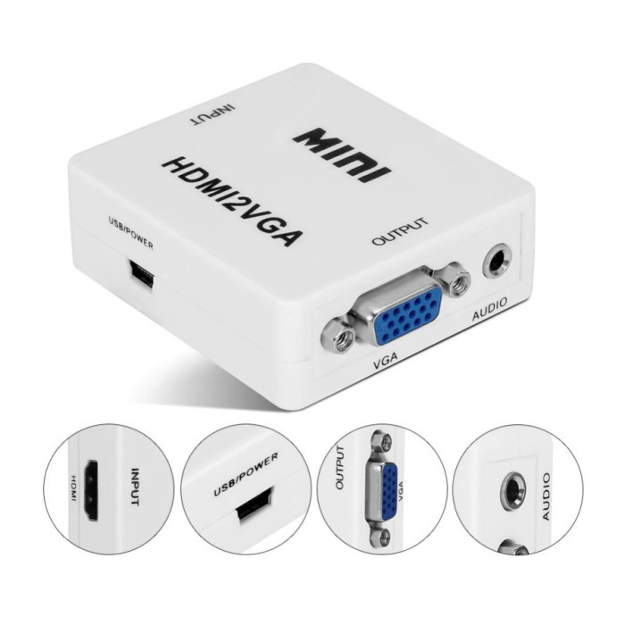HDMI2VGA Converter HDMI To VGA Mini Adapter HD Video 1080P Grosir