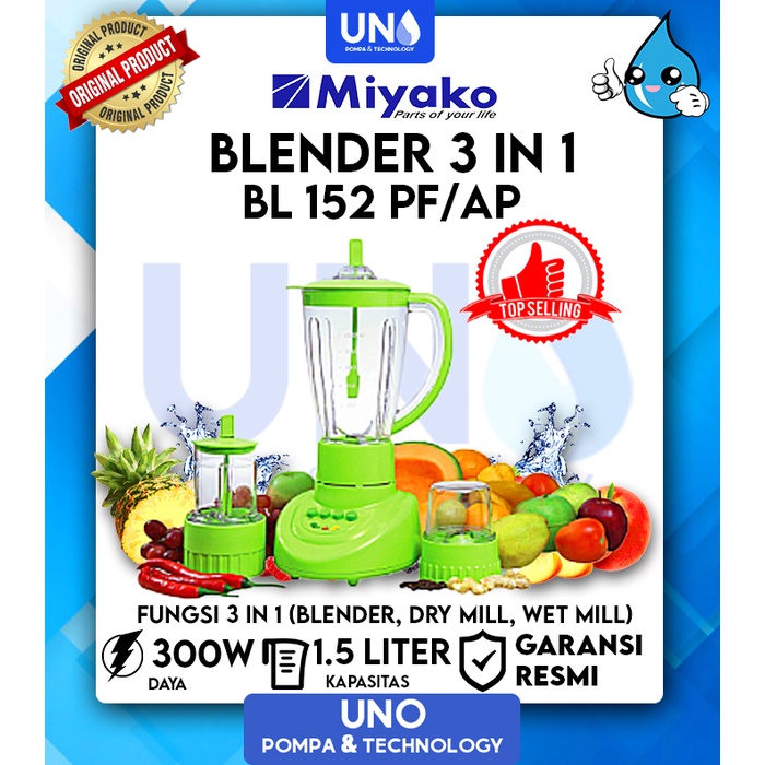 Miyako Blender Plastik Anti Pecah Ice Crusher 1,5 Liter  BL-152 / BL 152 / BL152 PF/AP