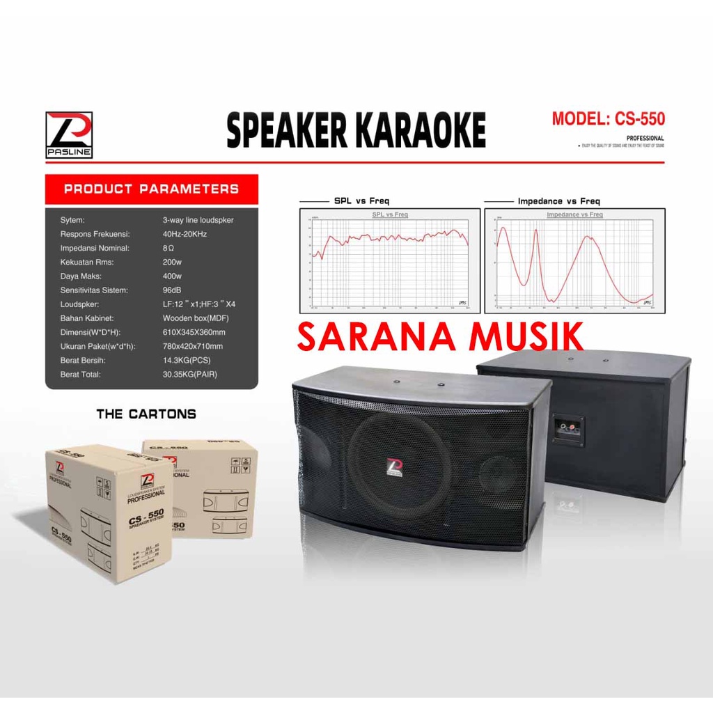 Speaker Karaoke 12 Inch Pasline CS-550 CS550 Pasline CS 550 Original