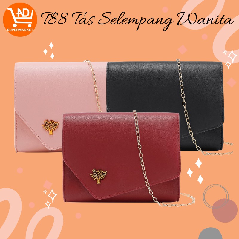 AND COD T88 Tas Selempang Wanita Tas Korean Fashion Style Motif Pohon Sling Bag Kulit PU Tas Korea