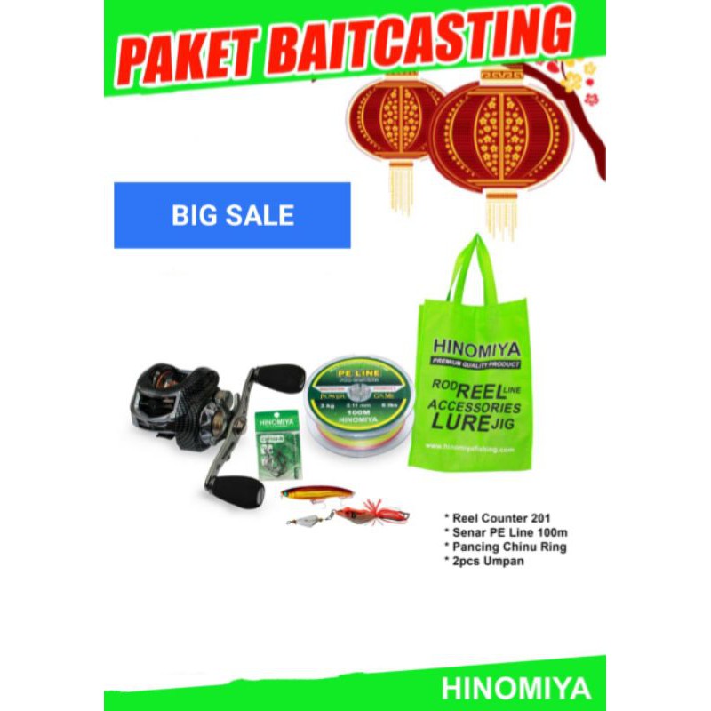 combo paket murah reel bc hinomiya counter