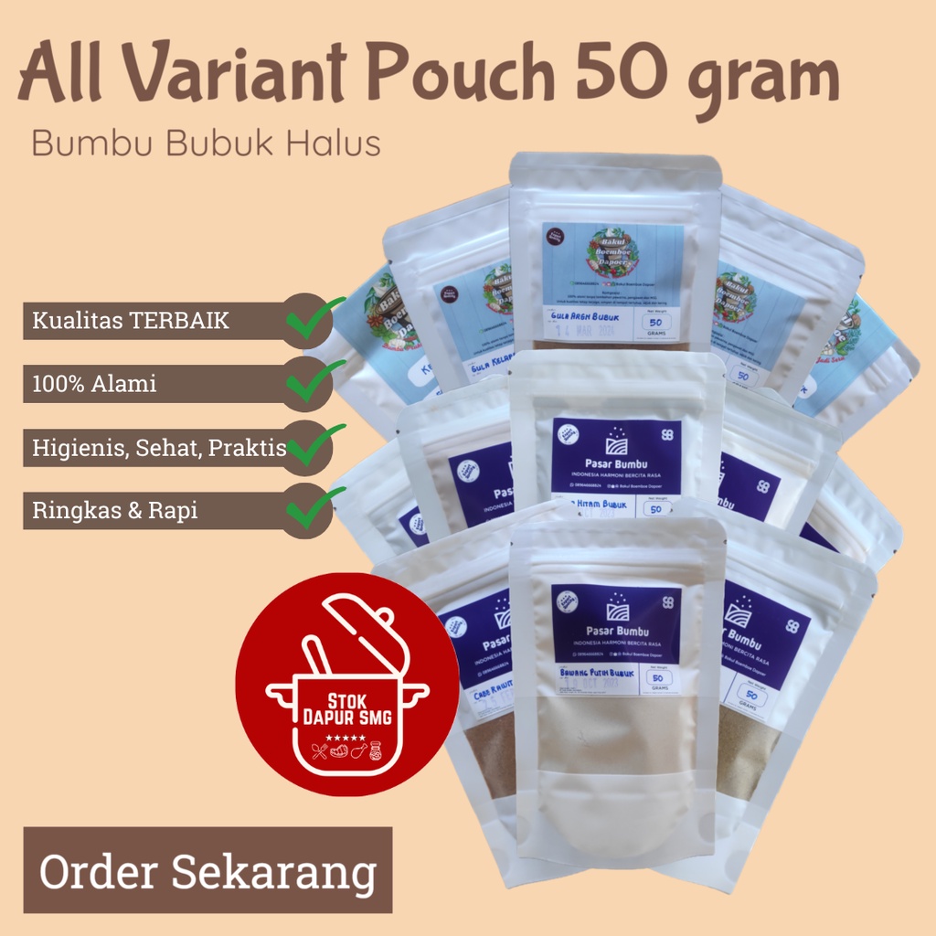 

Pasar Bumbu Dapur Rempah Bubuk Halus Lengkap All Varian Pouch Refill 50gr