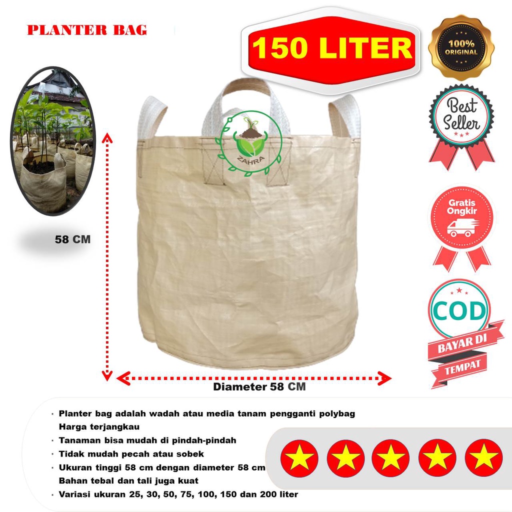 Planter Bag Zahra 150 Liter Planterbag 58 X 58 Cm