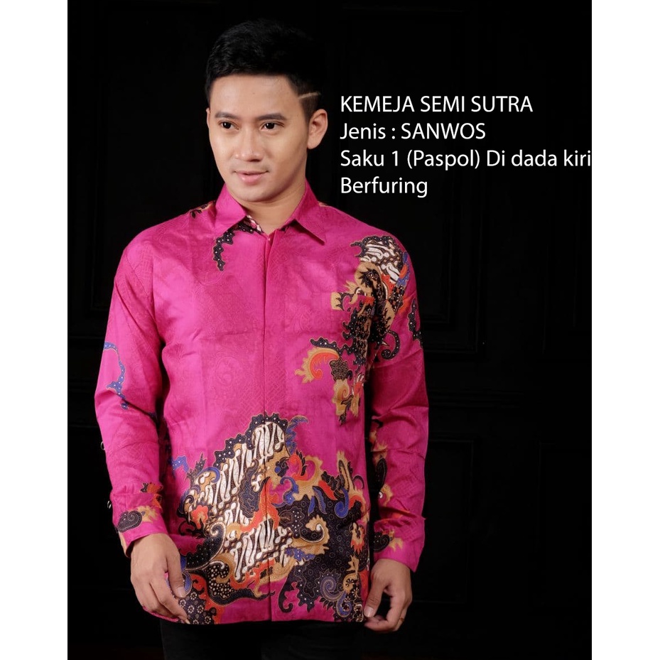 Kemeja Batik Semi Sutra Pria | Hem Batik Semi Sutra Pria | Kemeja Batik | SS0052