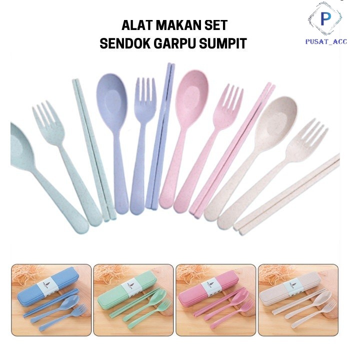 SG33- Sendok Set Wheat Straw STANDARD Quality / Alat Makan Sendok Set Garpu Ramah Lingkungan Serat