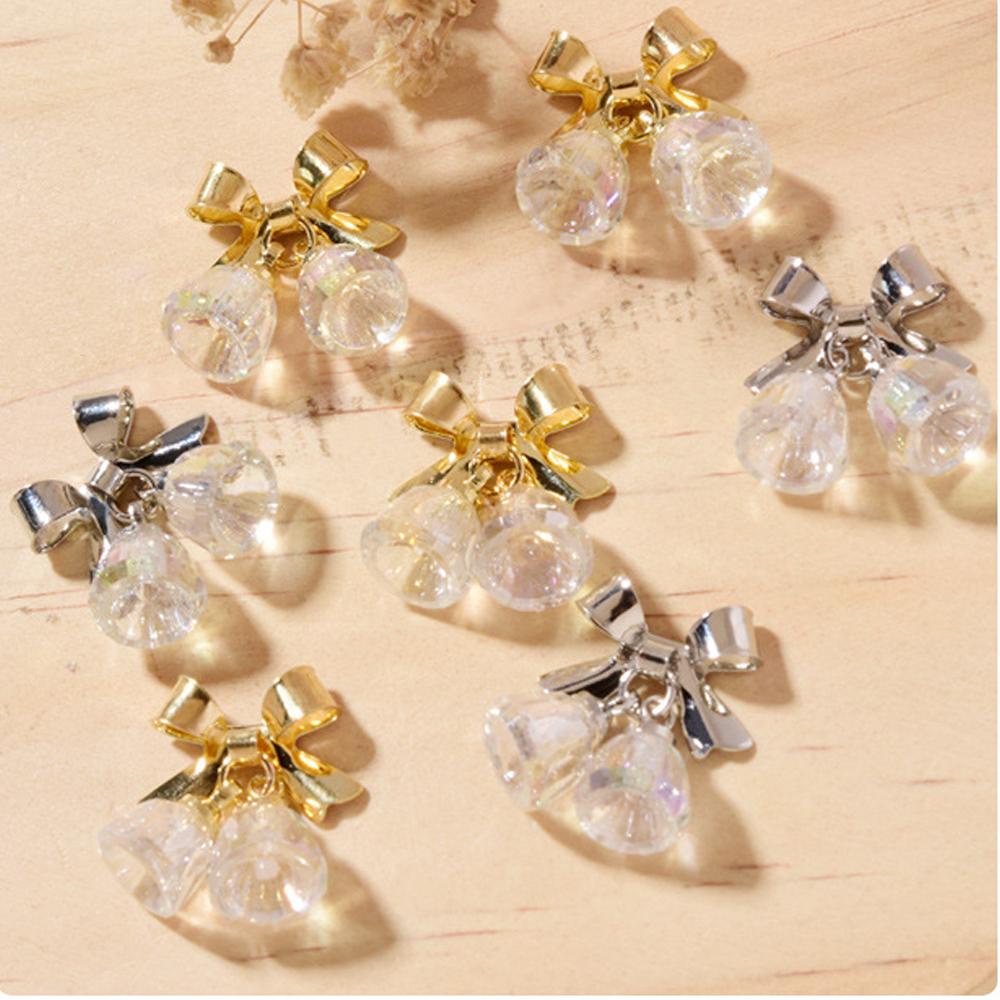 AUGUSTINA Agustina Tahun Baru Nail Art Charms Halus Kristal Bell Liontin Manicure Drills Shiny Nail Chains Jewelry