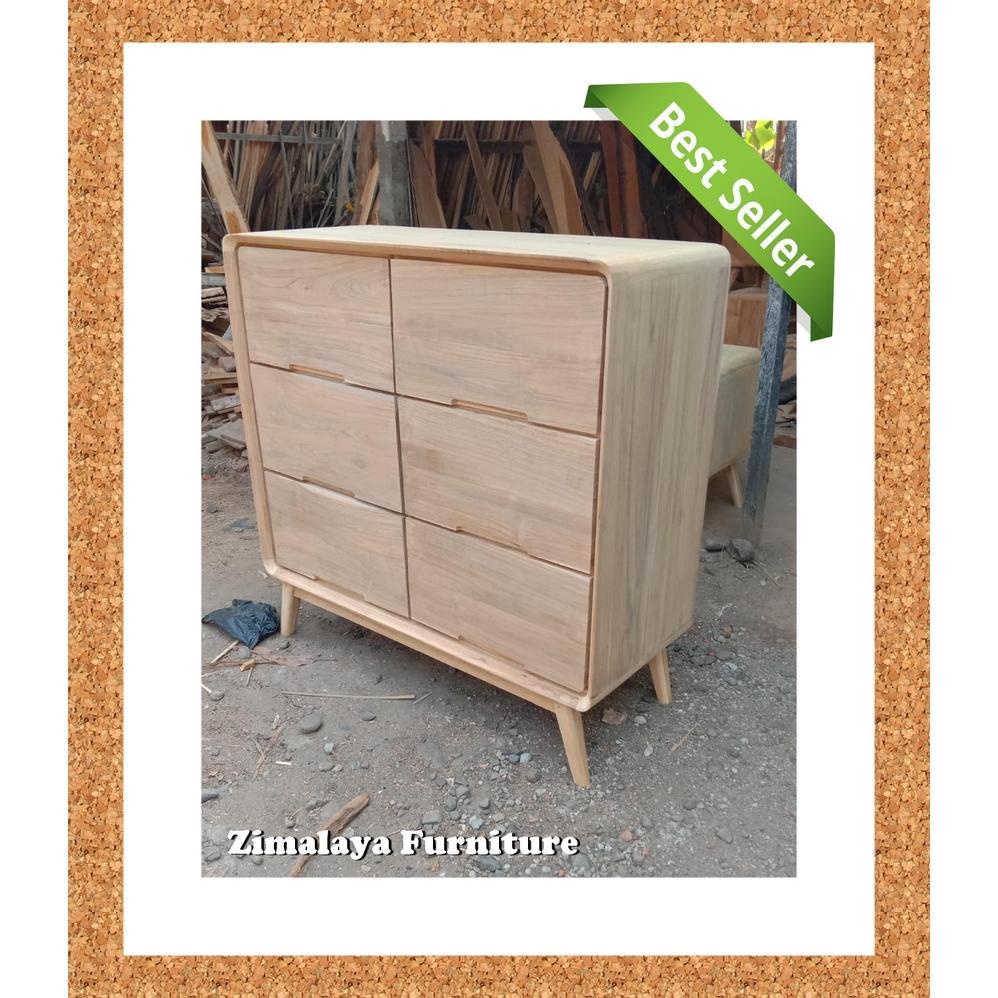 DRAWER MINIMALIS JATI BUFFET JATI MINIMALIS 6 LACI