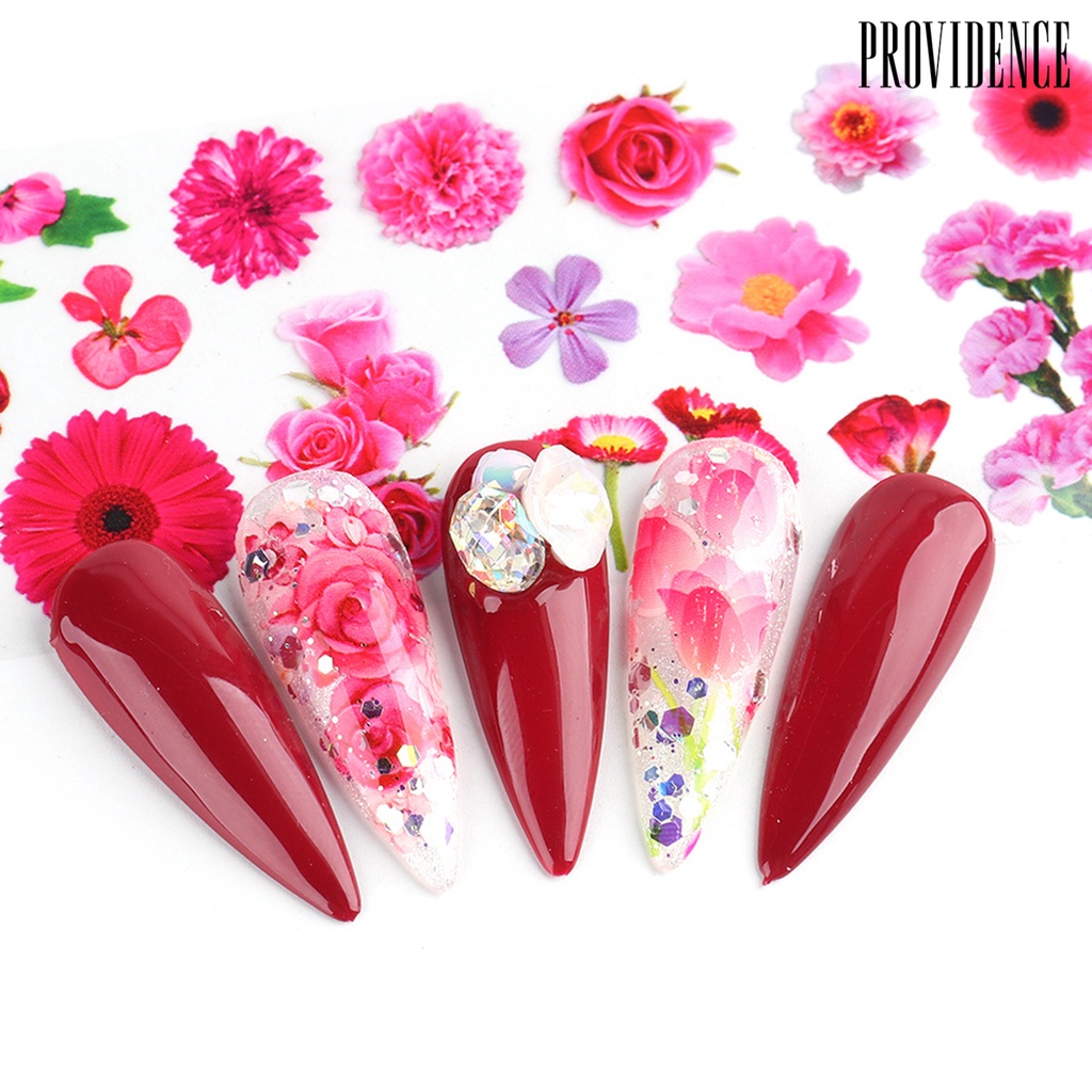 Providence 10Pcs Women Long Lasting Shiny Flowers Manicure Decor Starry Sky Transfer Nail Art Sticker for Daily Life