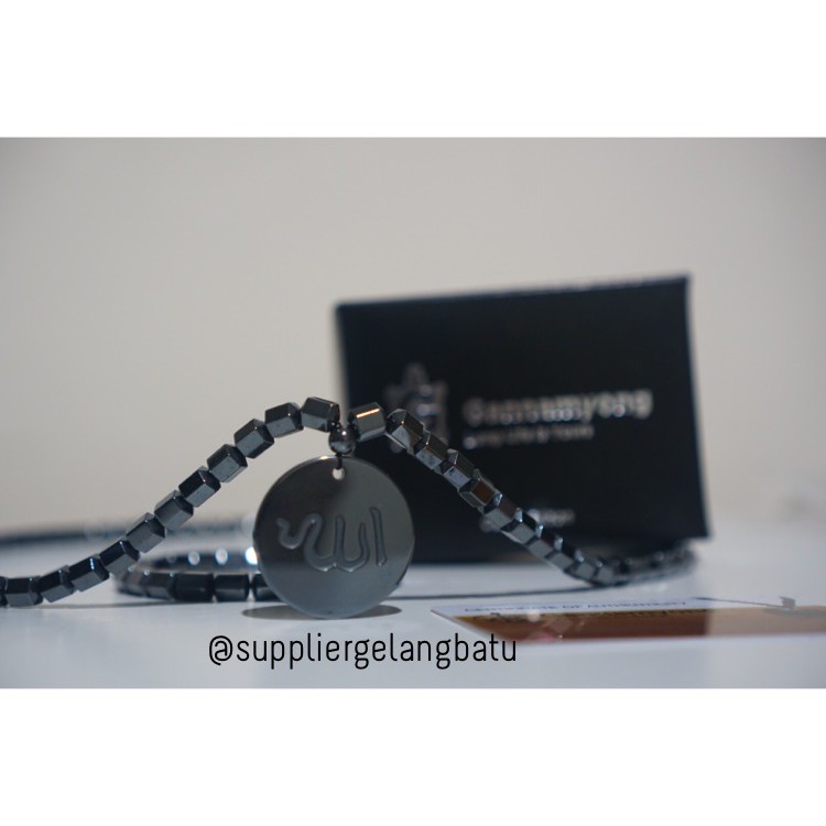 PROMO Kalung Terapi Lafaz Allah Hitam Polos GANNAMYONG Black tormalin silver alat kesehatan fashion