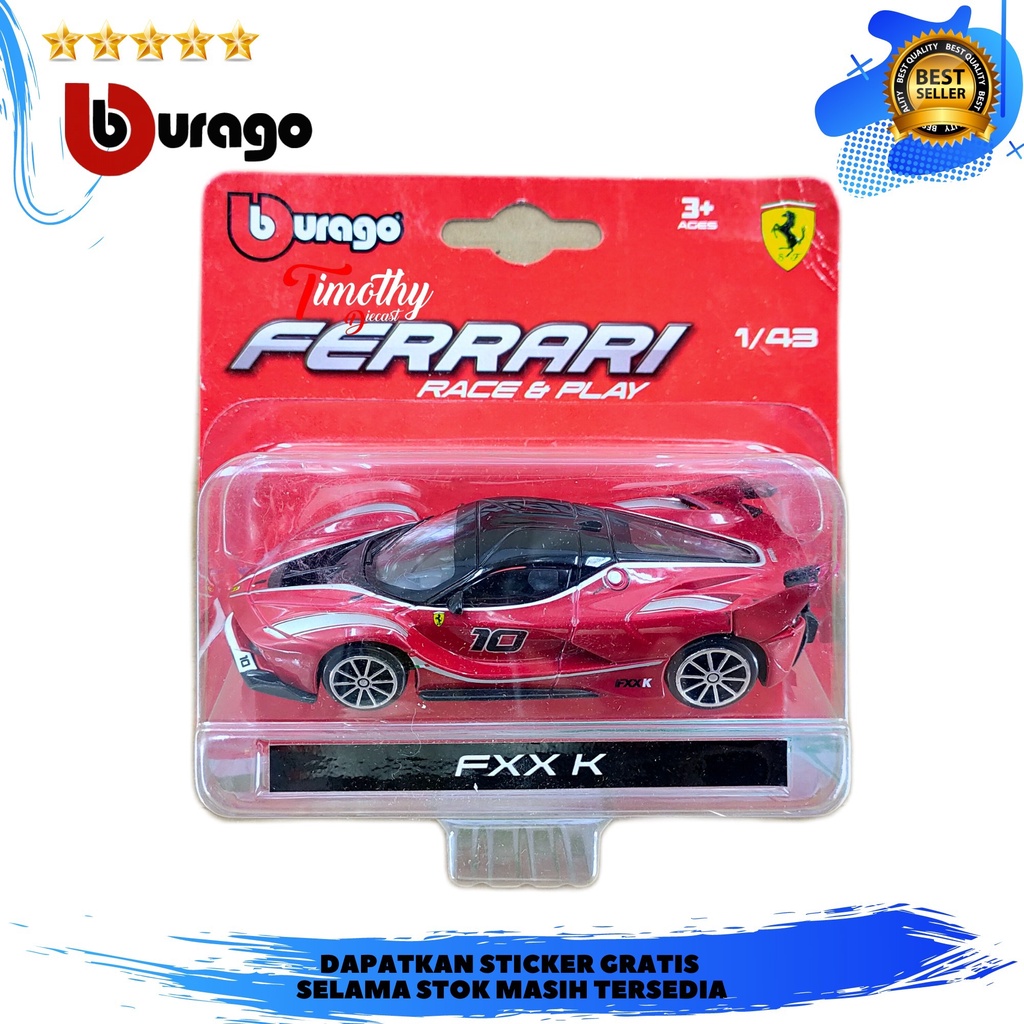Burago Ferrari Race N Play FXX K Merah Timothy Diecast