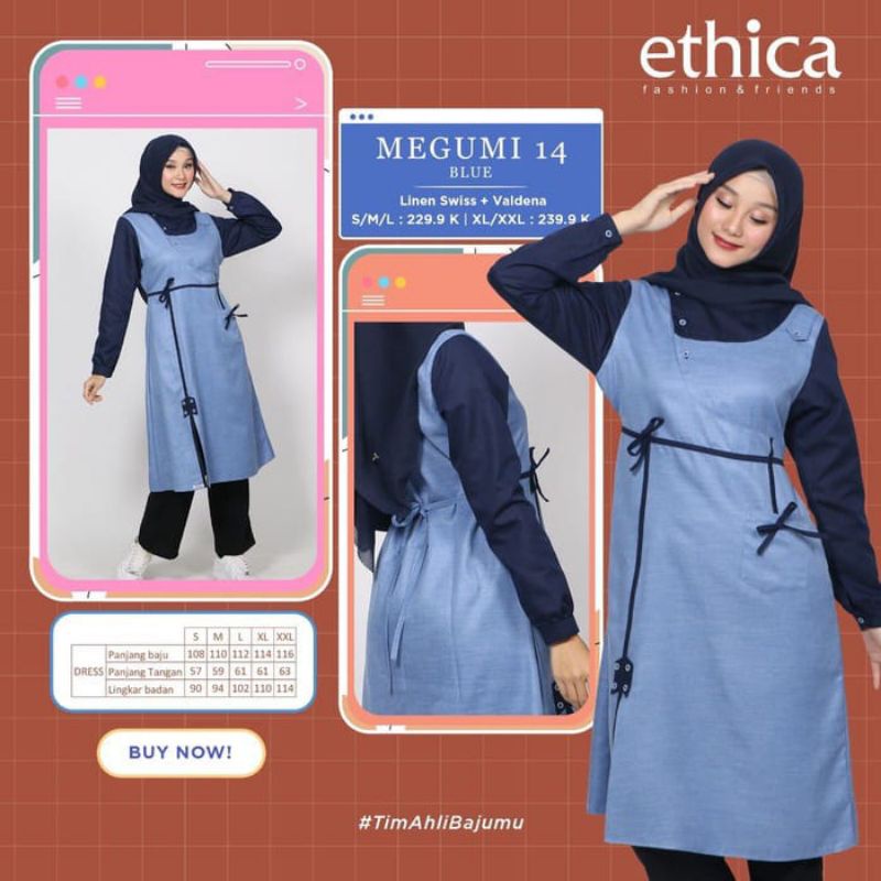 MEGUMI 14 BLUE | TUNIK WANITA BY ETHICA TERBARU 2022 | TUNIK SIMPLE TERMURAH