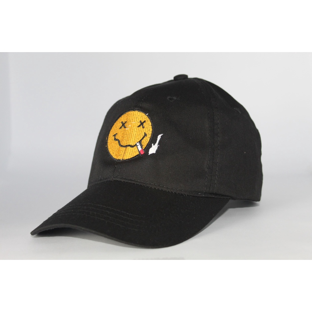 Topi baseball emoji smile/Topi keren/TOPI Motif SMILE