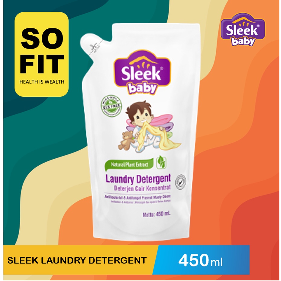 Sleek Baby Laundry Detergent Pouch Refill 450 ml / Detergent Bayi