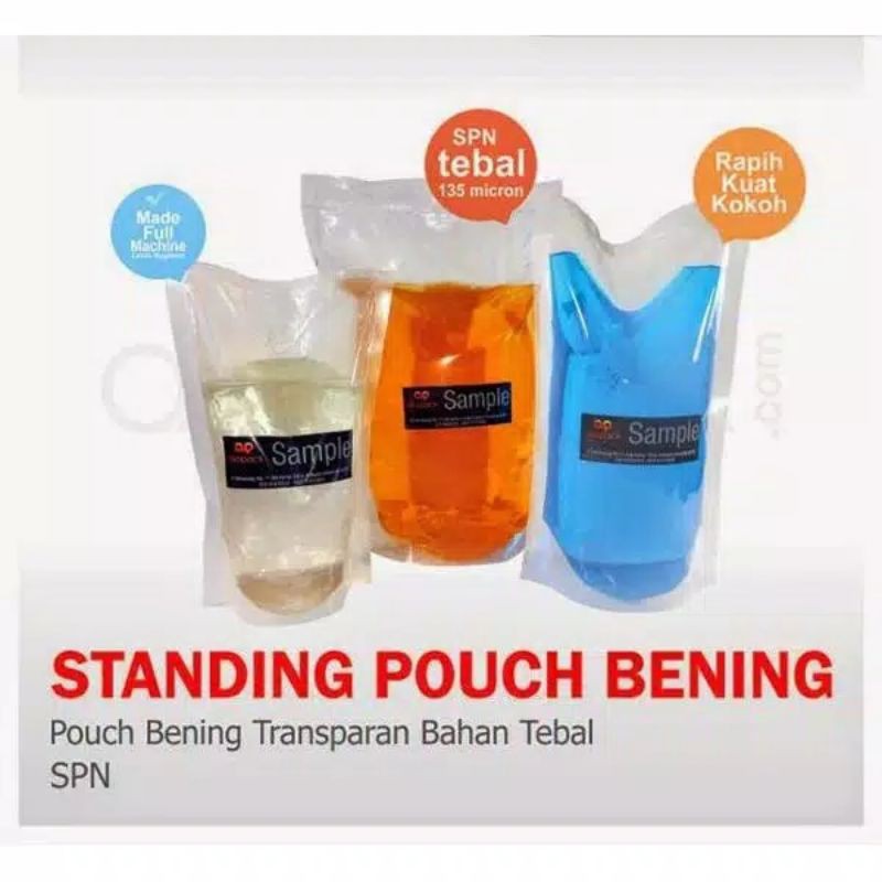 

Kemasan Standing Pouch Plastik Food Grade 500ml 14cm x 20cm