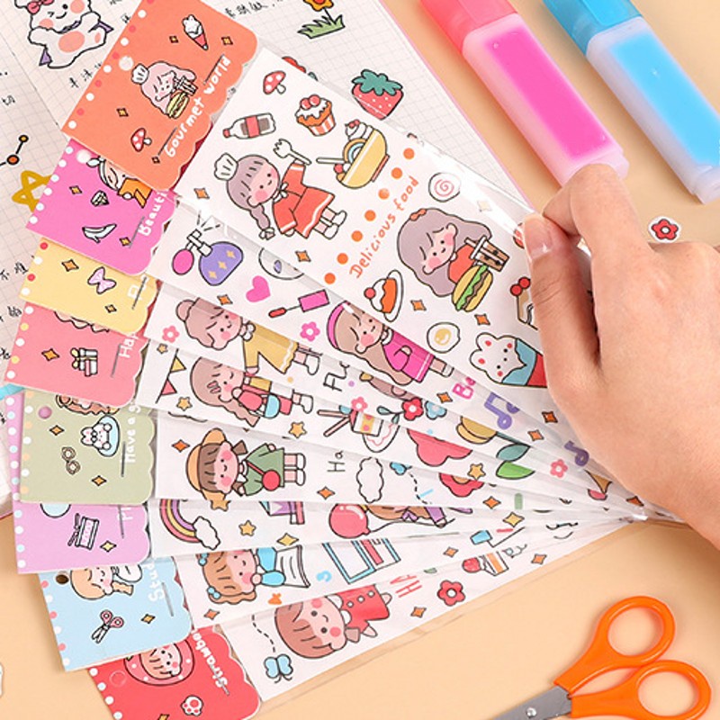 [Harga Grosir](Grosir) Stiker Motif Kartun Anak Perempuan Lucu Untuk Dekorasi Buku Catatan / Case Hp/Hot Sale