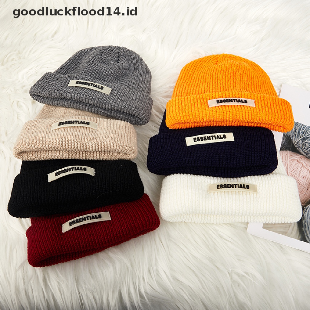 [OOID] Knitted Hats Women Black Beanie Thick Hat Winter Hats Beanies  Skullcap ID