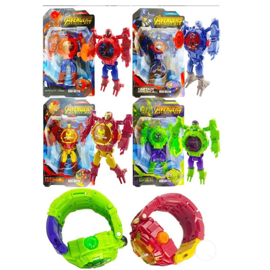 PA JAM TANGAN ANAK MURAH ROBOT TRANSFORMASI TRANSFORMER ROBOT MODEL AVENGERS SUPERHERO JA014