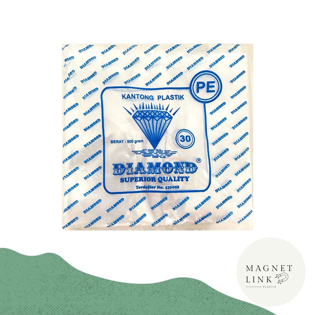 Kantong Plastik PE Bening ukuran 30 / Kresek Bening PE Diamond Transparan