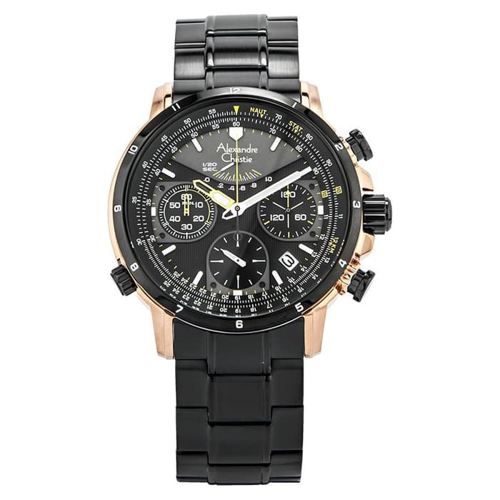 Alexandre Christie Ac 6394 Mc Bbrba Chronograph Men Black Dial Black