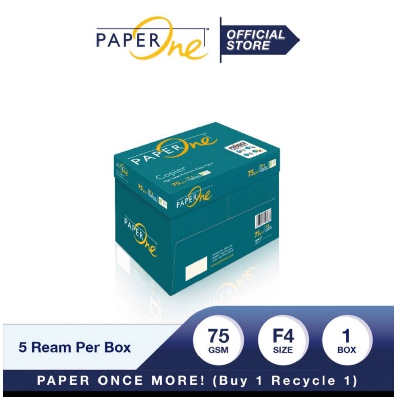 

Paper One kertas hvs F4 75 gram - Box isi 5 rim.