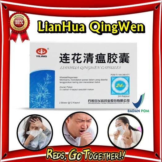 TERLARIS Obat batuk demam flu filek BPOM Lian Hua Qing Wen Jiaonang Obat Herbal China Anti Virus ORI