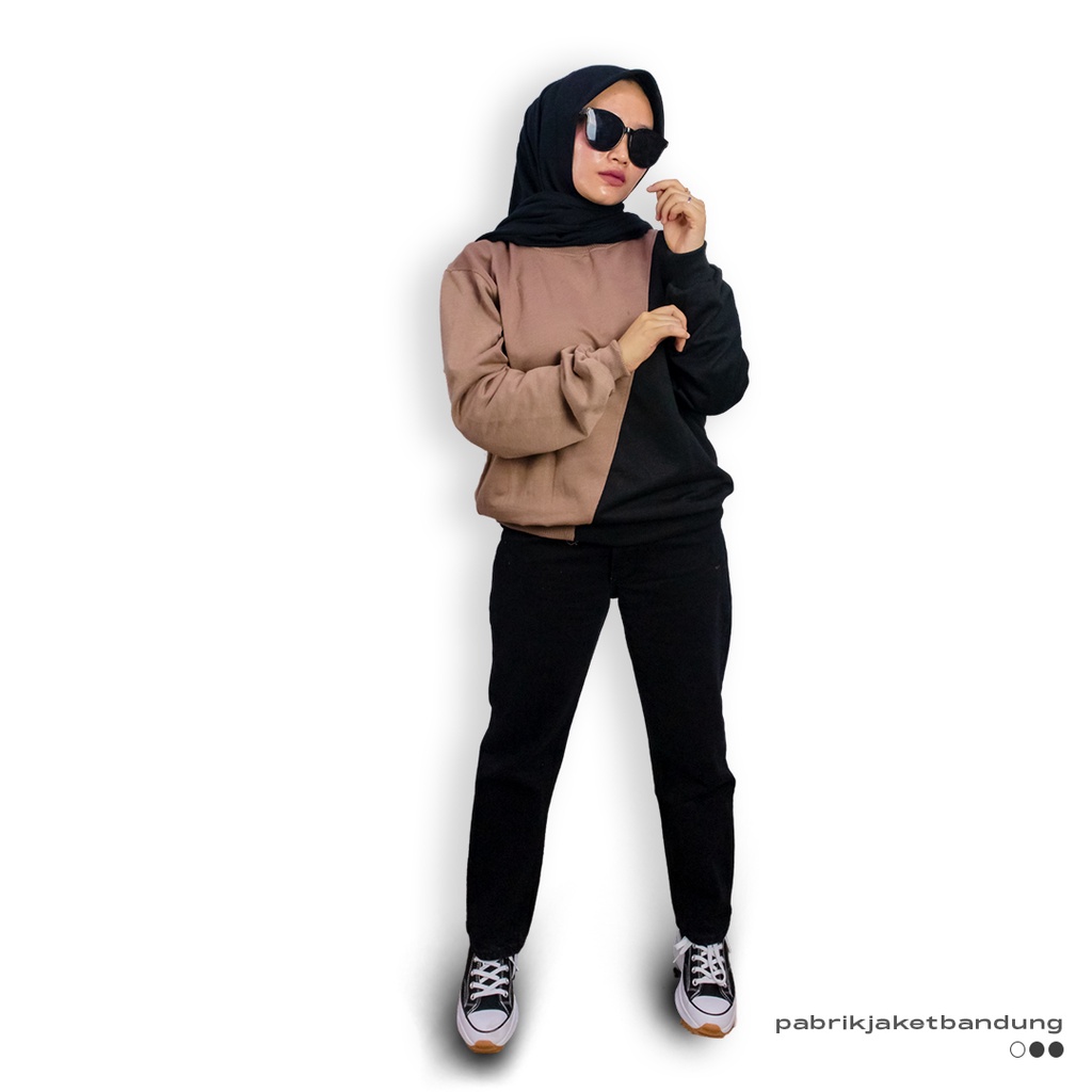 Slash Sweatshirt Kombinasi  || Sweater Crewneck Kombinasi 2 Warna Fashionable