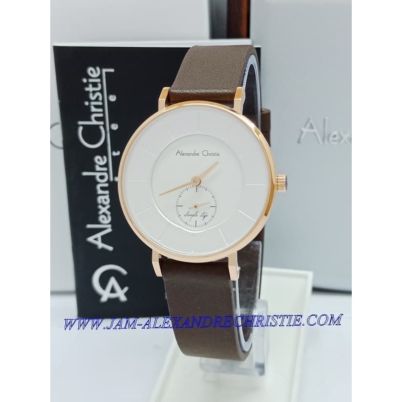 JUAL JAM TANGAN WANITA ASLI   ALEXANDRE CHRISTIE AC 8484 WANITA SECOND BAWAH ROSEGOLD WHITE ORIGINAL