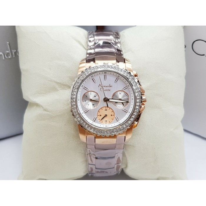 Jam Tangan Wanita Alexandre Christie AC 6455 Rosegold Purple Original