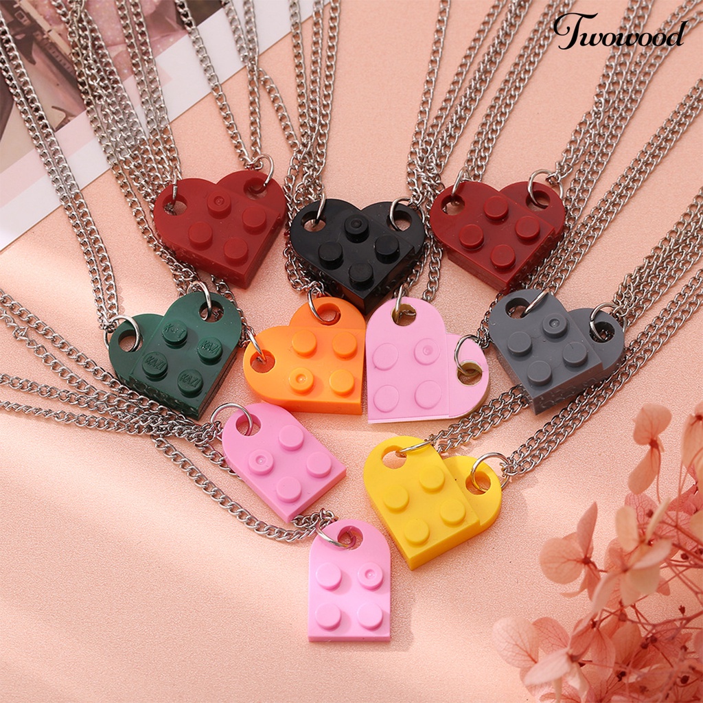 2pcs Kalung Choker Liontin Bentuk Hati Dapat Dilepas Untuk Pria Dan Wanita