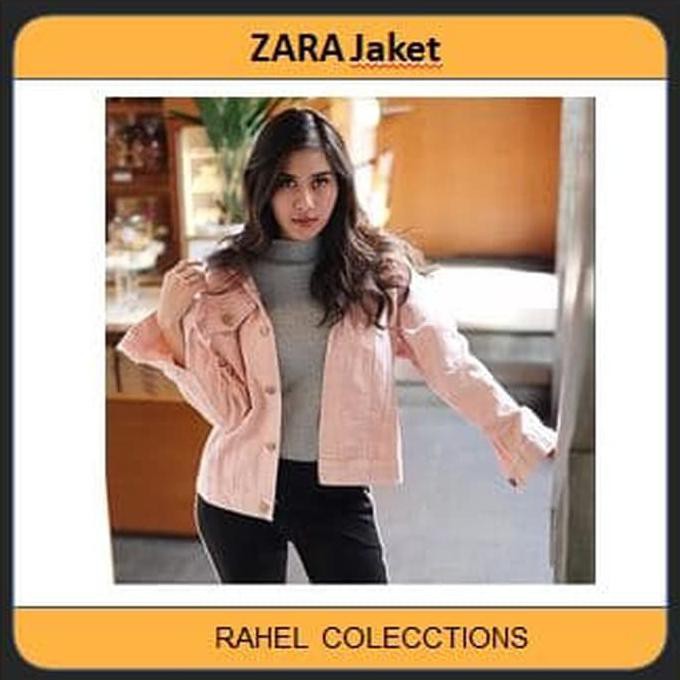 JACKET JEANS DENIM ZARA CEWEK OUTERWEAR FASHIONISTA WANITA PINK IMPORT BEST QUALITY