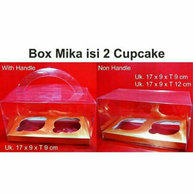 

Box Mika isi 2 Cupcake 17 x 9 x T. 9 Handle / Non Handle Insert Gold Dus Cake Chiaki