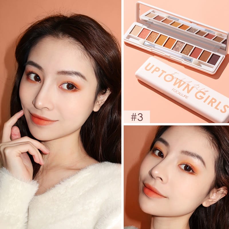 FOCALLURE Glitter Pigment 10 COLOR Eyeshadow palette- UPTOWN GIRLS - kosmetik Mata (FA158)