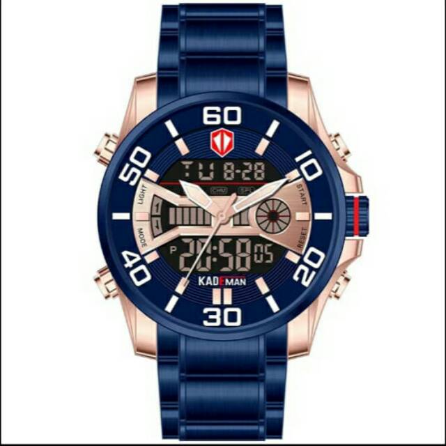 Jam tangan pria Kademan K6172G dualtime original tahan air