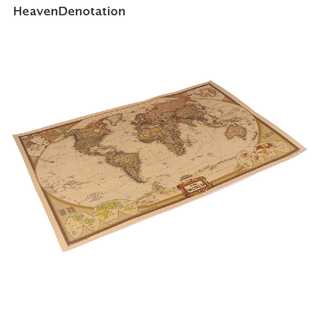 [HeavenDenotation] World Map Vintage  Matte Paper Kraft Antique Poster Wall Sticker Home Decor Hot