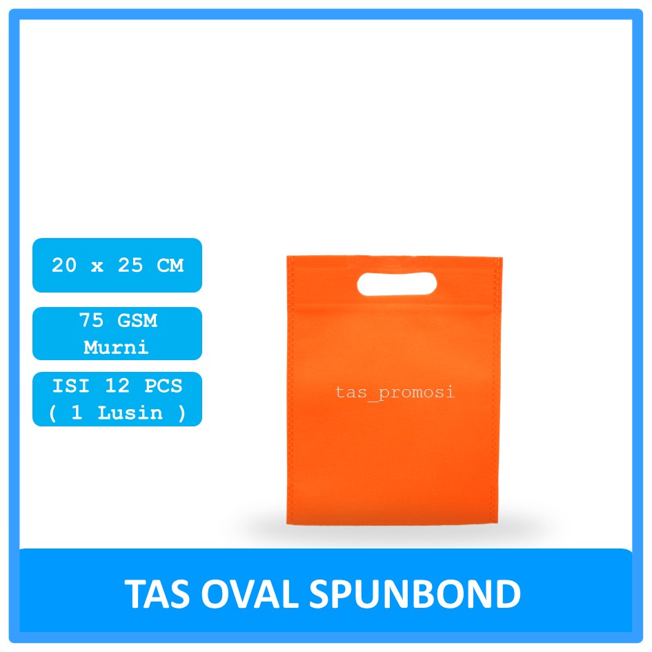 Goodie Bag Spunbond Oval 20x25 Orange Kodi / Tas Spunbond Polos