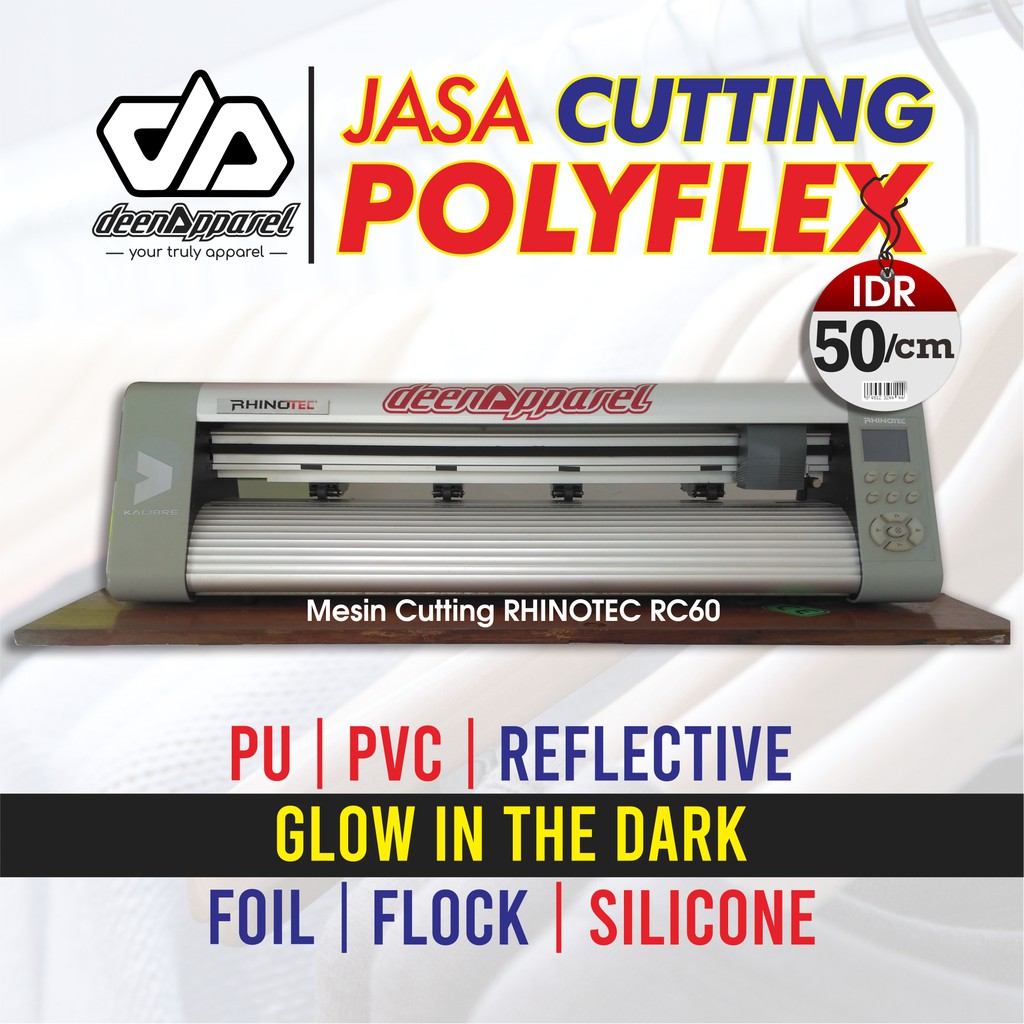 Sablon Polyflex TERMURAH Jasa Cutting Polyflex PVC PU Flock Glow in The Dark ukuran BESAR