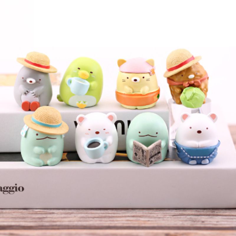 8PCS Kawaii Sumikko Gurashi  PVC Mini Figue Anime Character Statue Cute Desk Ornament Mini Decoration