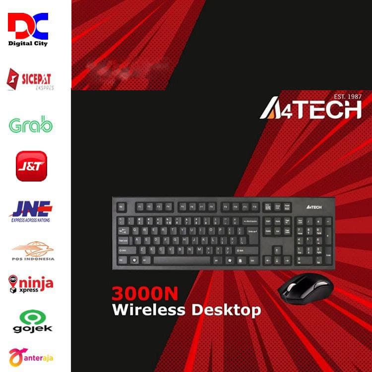 Keyboard Mouse Wireless A4TECH 3000N / Keyboard Wireless Combo