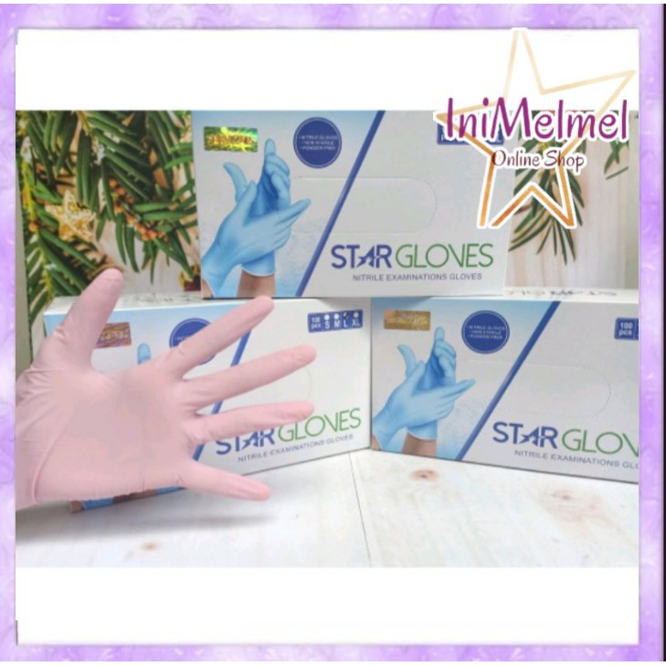 Sarung Tangan Karet Nitrile Medis/STAR Gloves( Eceran ; 5 Pasang )