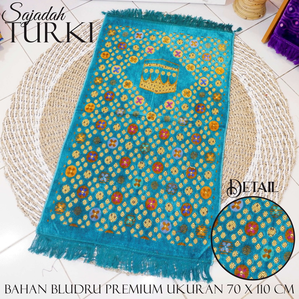 Sajadah Turkey Bludru Premium &amp; sajadah souvenir ukuran 110x70 cm