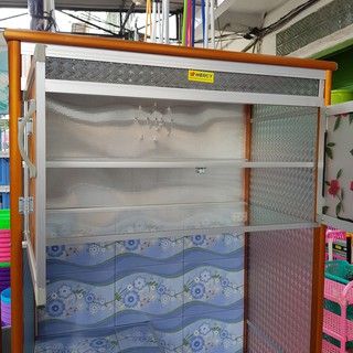 MERCY Rak Piring Aluminium Keramik Kaki Emas  2 Pintu Motif  
