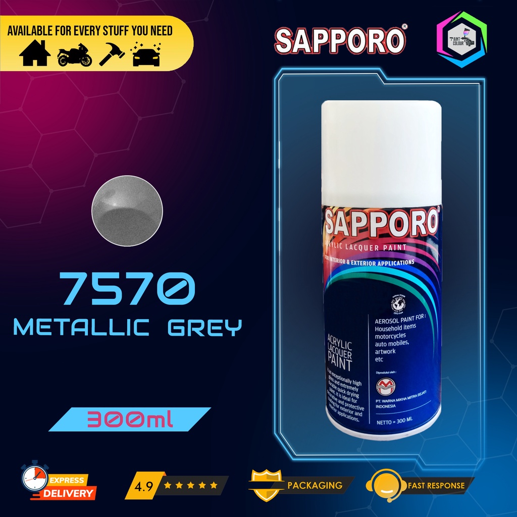 Cat Semprot SAPPORO Paint - 7570 METALLIC GREY Helm/Motor/Gundam/Body