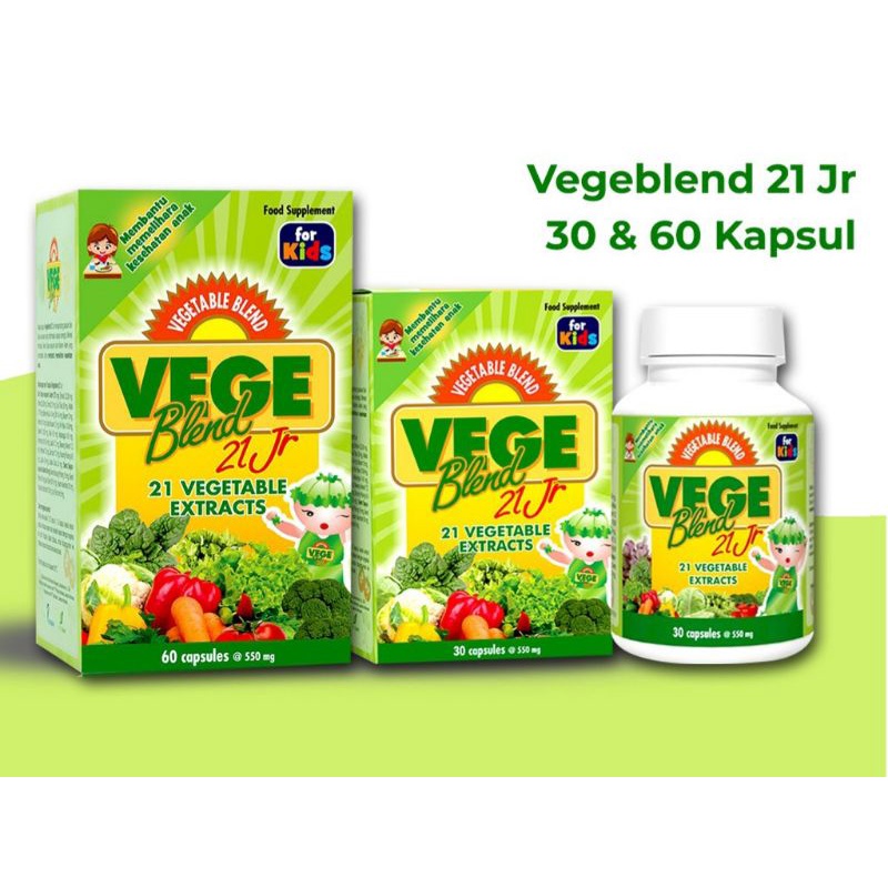 Vegeblend 21 Junior Ekstrak 21 Jenis Sayuran  - Kapsul Suplemen Sayuran dan Buah